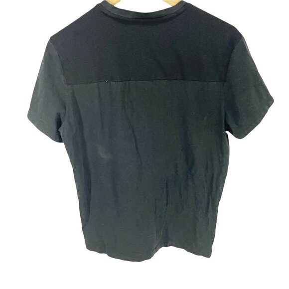 Kenneth Cole Reaction Black Short Sleeved Shirt Sz L Mesh Shoulders Logo - Picture 3 of 5